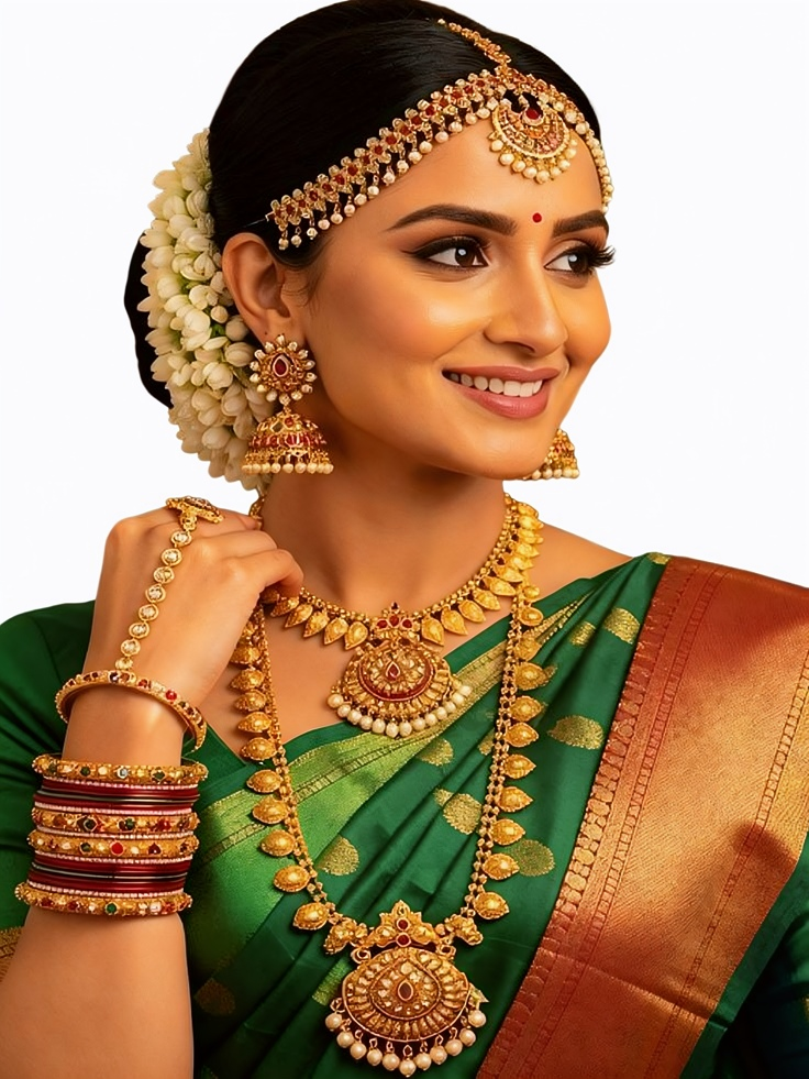 bridal image south indian style green