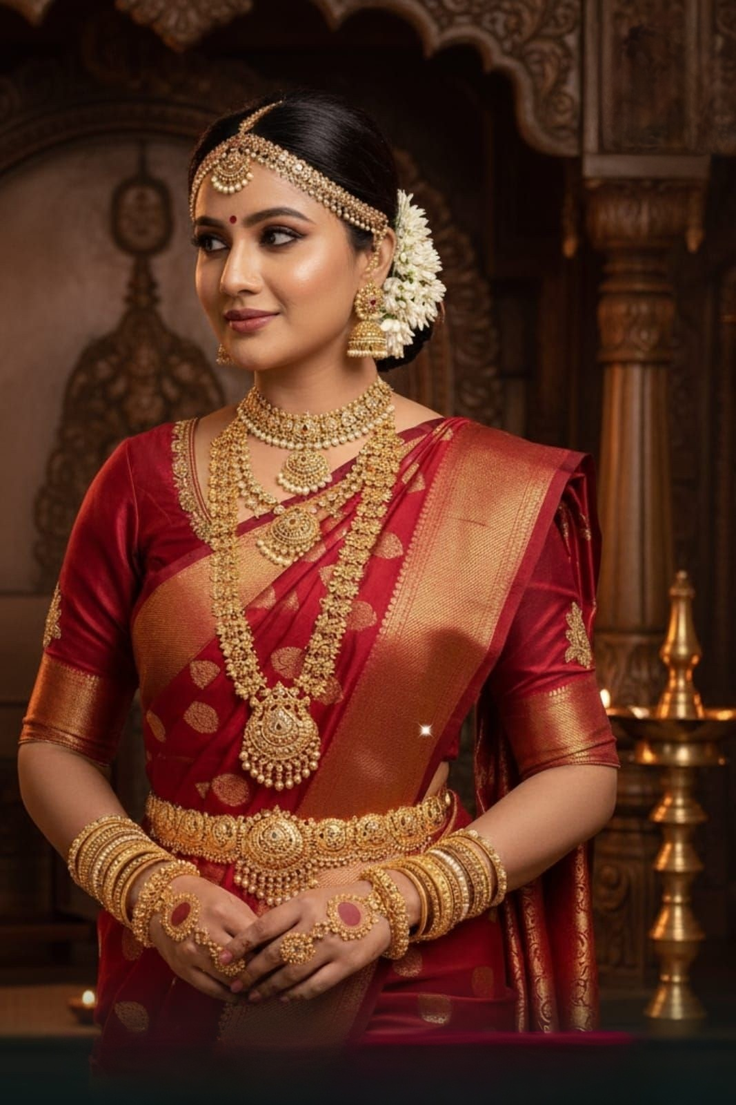 bridal makeup image south indian style green