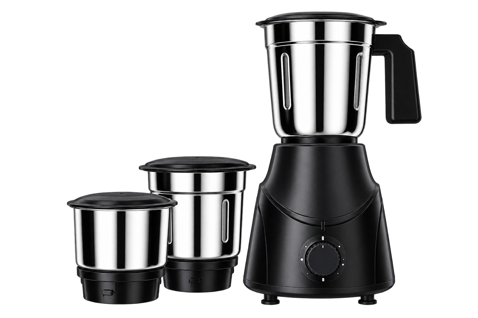 Black mixer grinder set with three jars
