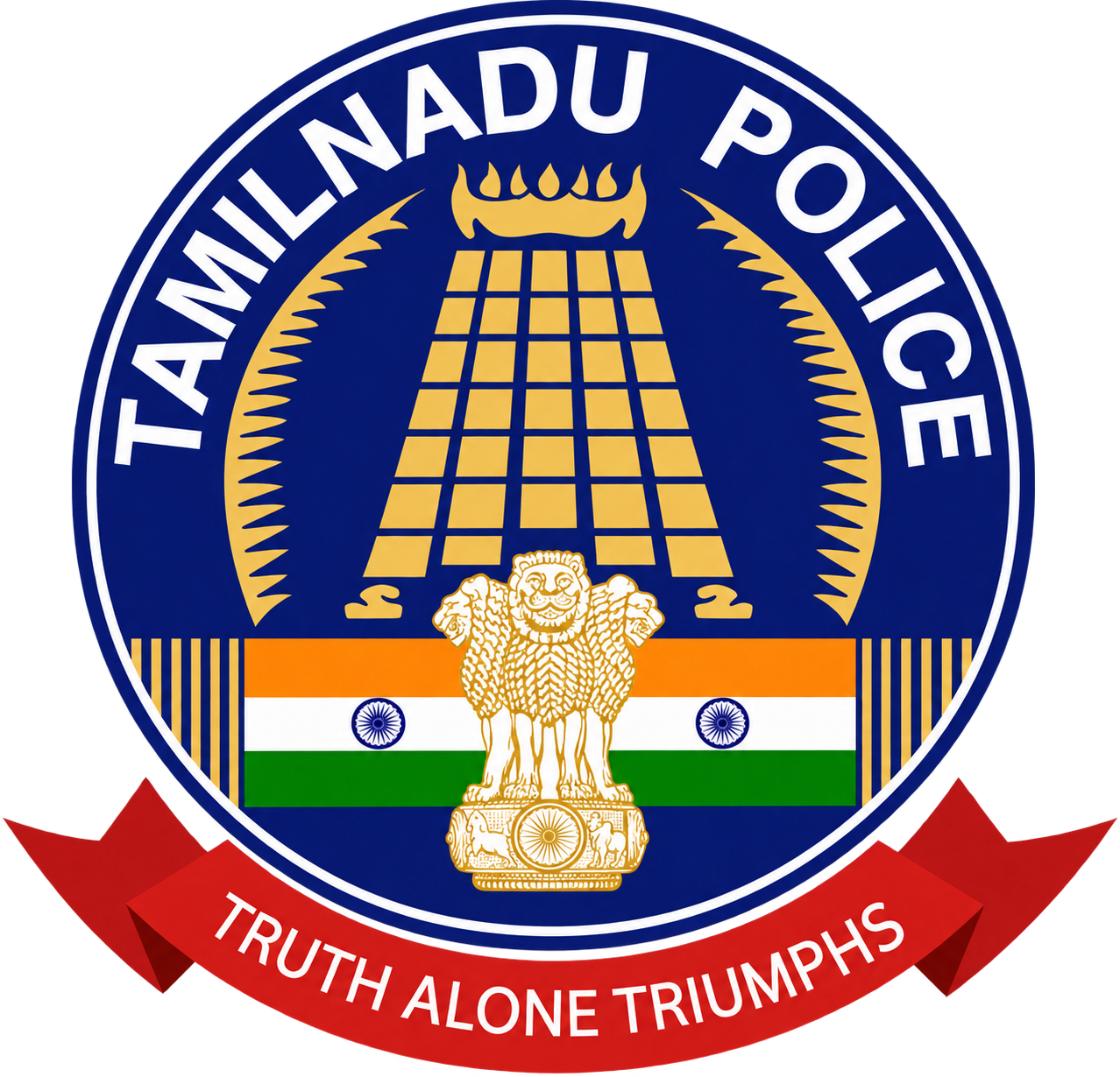Tamil Nadu Police Emblem with Ribbon
